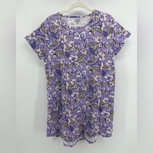 Vera Bradley Short-Sleeve Night Dress in Wild Roses Lavender, Women's Medium